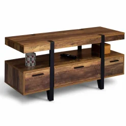 Meuble télé bois foncé pied épingle avec tiroirs*IDMarket Discount