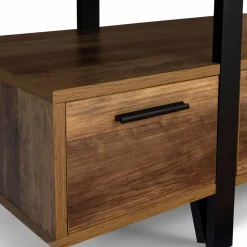 Meuble télé bois foncé pied épingle avec tiroirs*IDMarket Discount