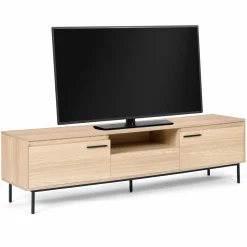 Meuble télé contemporain bois et métal 180 cm avec rangements*IDMarket Clearance