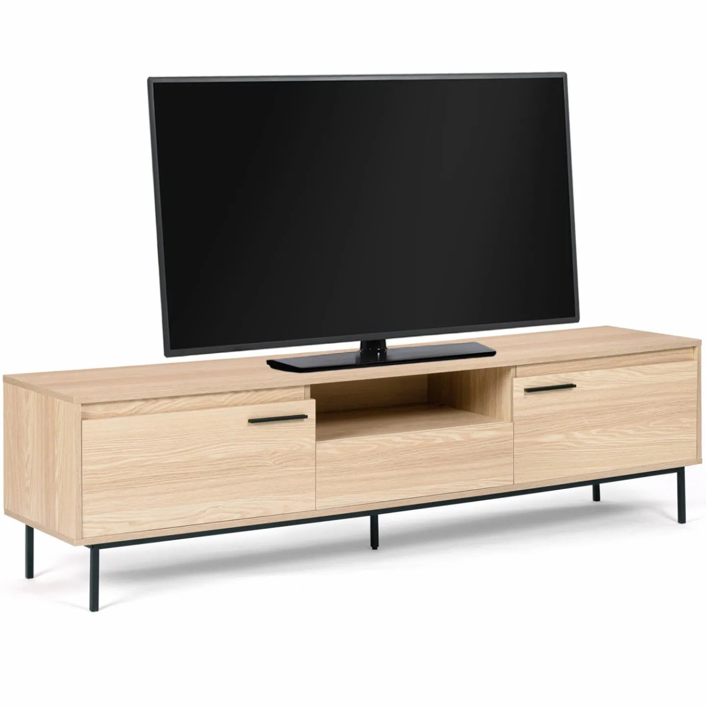 Meuble télé contemporain bois et métal 180 cm avec rangements*IDMarket Clearance