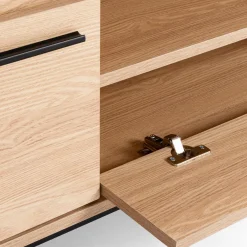 Meuble télé contemporain bois et métal 180 cm avec rangements*IDMarket Clearance