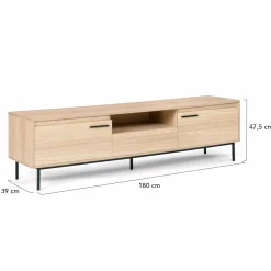Meuble télé contemporain bois et métal 180 cm avec rangements*IDMarket Clearance