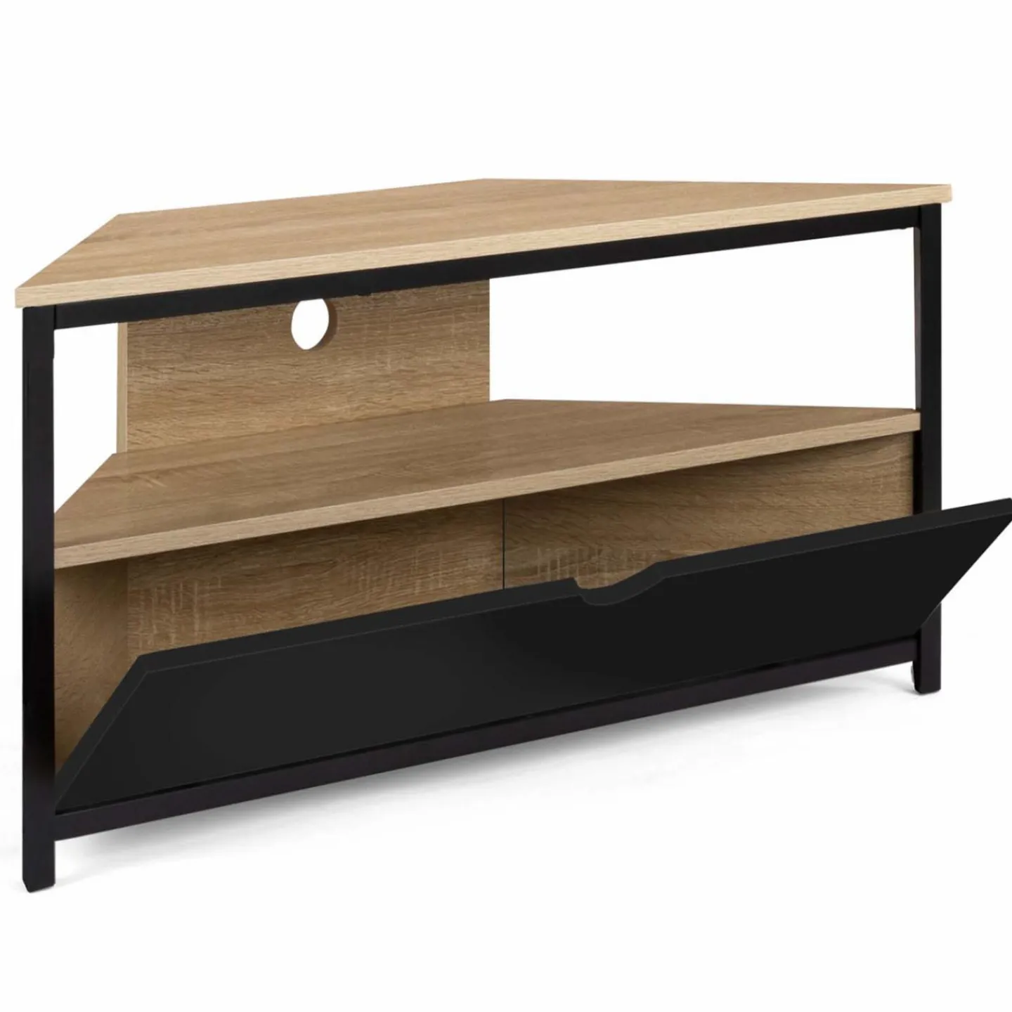 Meuble télé d'angle style industriel avec placard*IDMarket Online