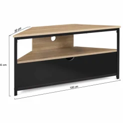 Meuble télé d'angle style industriel avec placard*IDMarket Online