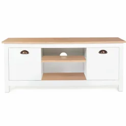 Meuble télé design blanc 2 portes avec étagères*IDMarket Hot