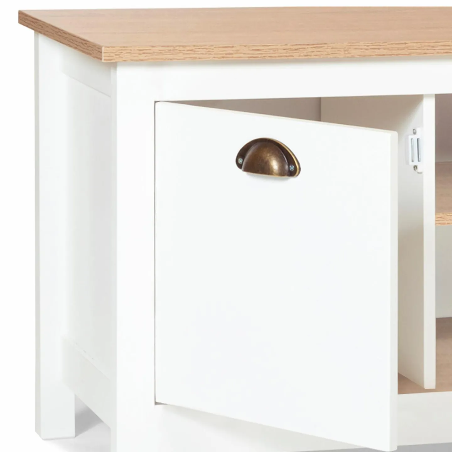 Meuble télé design blanc 2 portes avec étagères*IDMarket Hot