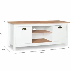 Meuble télé design blanc 2 portes avec étagères*IDMarket Hot