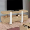 Meuble télé design blanc et bois avec tiroirs*IDMarket Outlet