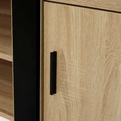 Meuble télé design noir et bois avec 2 portes*IDMarket Clearance