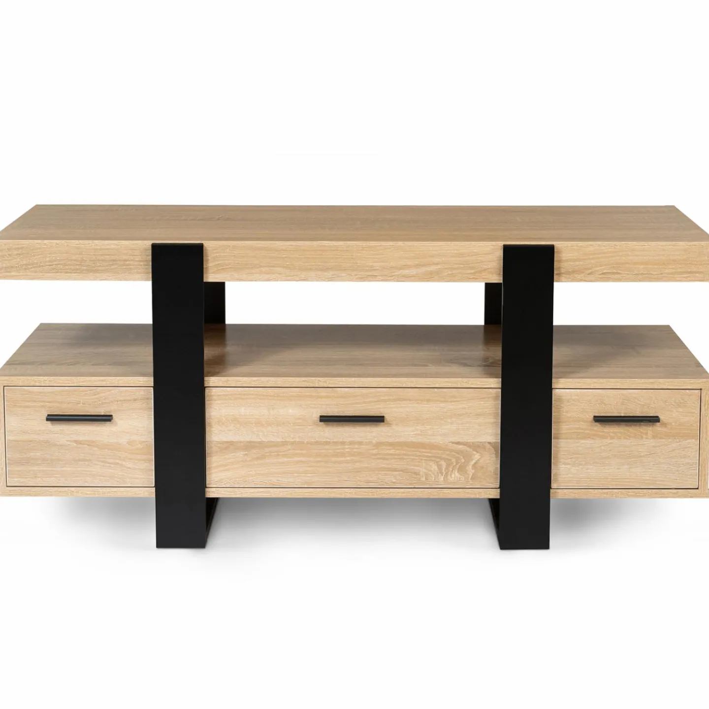 Meuble télé design noir et bois avec rangement*IDMarket Sale