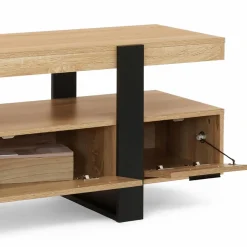 Meuble télé noir et bois 140 cm avec 3 tiroirs*IDMarket Online