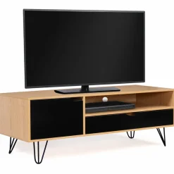 Meuble télé vintage pieds épingles bois et noir*IDMarket Clearance