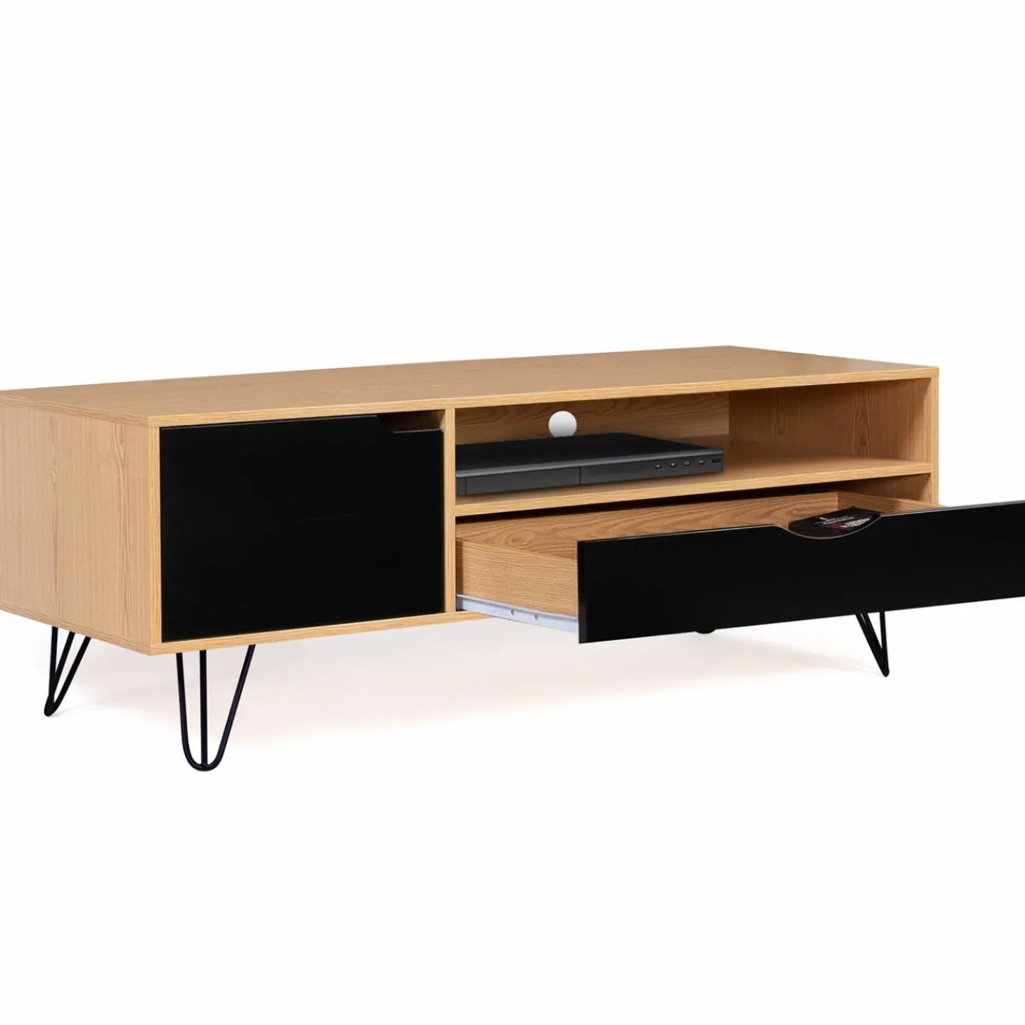 Meuble télé vintage pieds épingles bois et noir*IDMarket Clearance