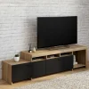 Meuble tv 180 cm bois placards noirs*IDMarket Outlet