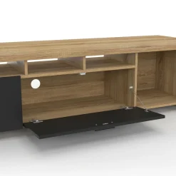 Meuble tv 180 cm bois placards noirs*IDMarket Outlet