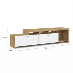 Meuble tv 180 cm bois placards blancs*IDMarket Sale