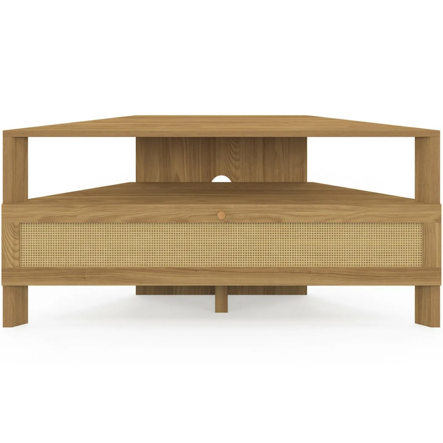 Meuble TV 100 cm d'angle 1 porte effet naturel cannage*IDMarket Sale