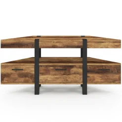 Meuble TV 110 cm d'angle bois pied épingle avec tiroirs*IDMarket Outlet