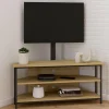Meuble TV 100 cm d'angle design industriel avec étagères et support TV réglable de 32 à 70 pouces*IDMarket