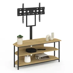 Meuble TV 100 cm d'angle design industriel avec étagères et support TV réglable de 32 à 70 pouces*IDMarket