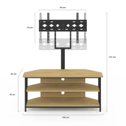 Meuble TV 100 cm d'angle design industriel avec étagères et support TV réglable de 32 à 70 pouces*IDMarket