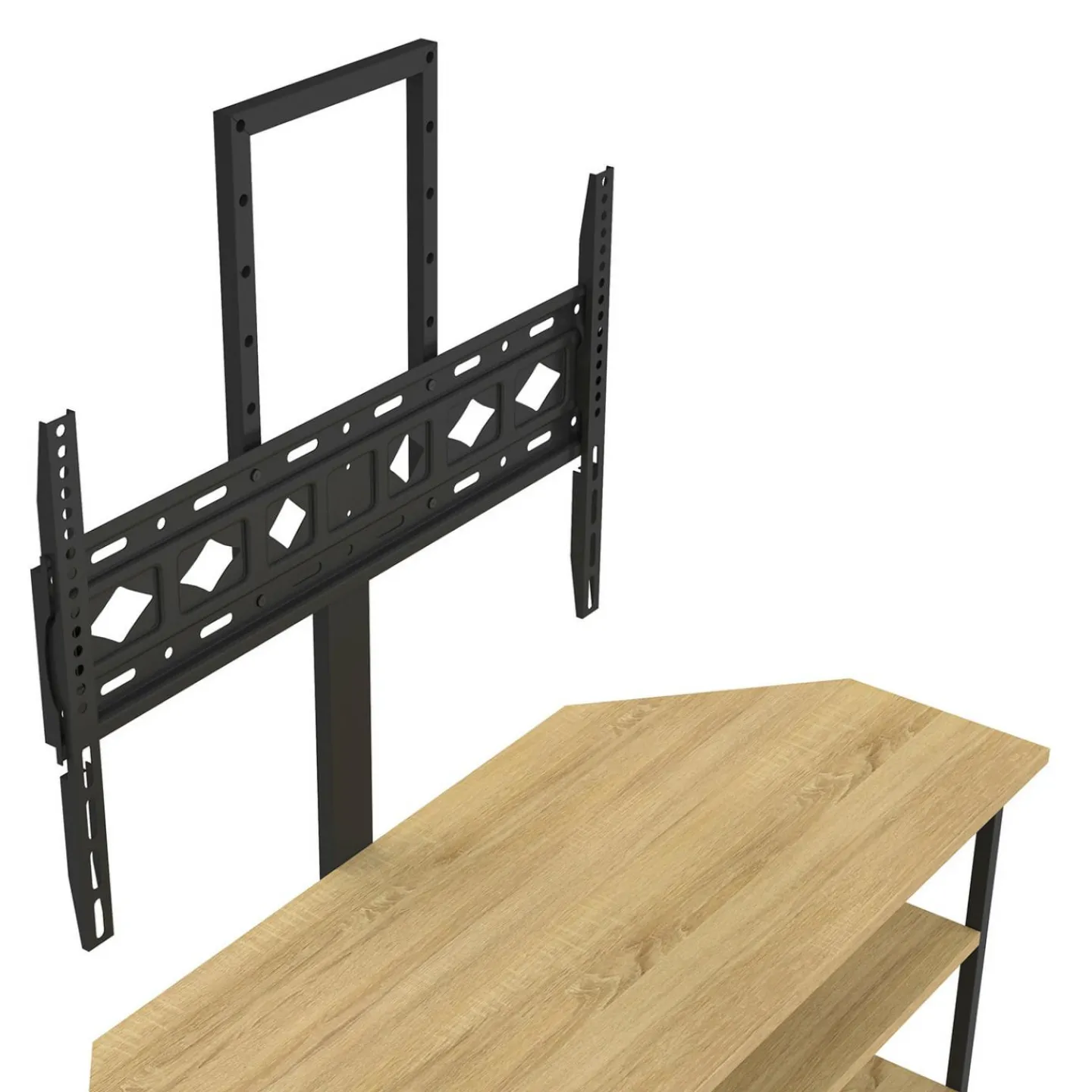 Meuble TV 100 cm d'angle design industriel avec étagères et support TV réglable de 32 à 70 pouces*IDMarket