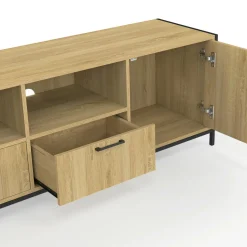 Meuble TV 180 cm design industriel 2 portes 2 tiroirs*IDMarket Discount