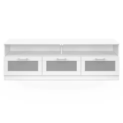 Meuble tv 140 cm portes givrées blanc*IDMarket Discount