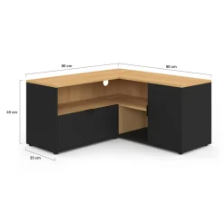 Meuble TV 90 x 90 cm d'angle façon hêtre et noir*IDMarket Clearance
