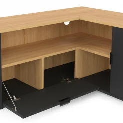 Meuble TV 90 x 90 cm d'angle façon hêtre et noir*IDMarket Clearance