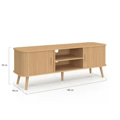 Meuble TV avec portes coulissantes lattes*IDMarket Sale