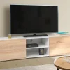 Meuble TV blanc et imitation hêtre*IDMarket Discount