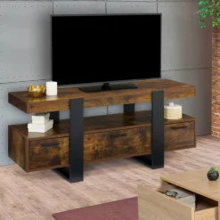 Meuble TV bois effet vieilli et noir avec tiroirs*IDMarket Clearance