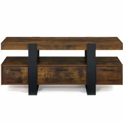 Meuble TV bois effet vieilli et noir avec tiroirs*IDMarket Clearance