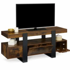 Meuble TV bois effet vieilli et noir avec tiroirs*IDMarket Clearance