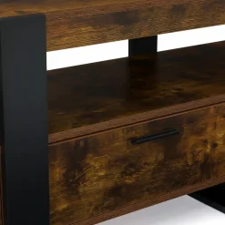 Meuble TV bois effet vieilli et noir avec tiroirs*IDMarket Clearance