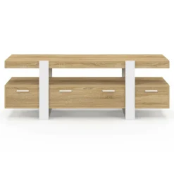 Meuble TV bois et blanc 140 cm avec tiroirs*IDMarket Clearance