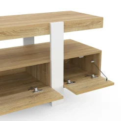 Meuble TV bois et blanc 140 cm avec tiroirs*IDMarket Clearance