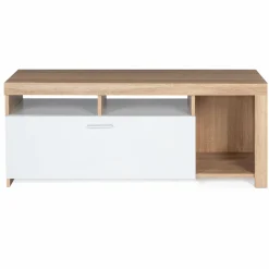 Meuble TV bois et placard blanc moderne*IDMarket Online