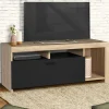 Meuble TV bois et placard noir moderne*IDMarket Outlet