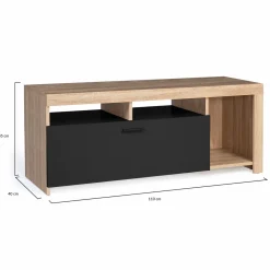 Meuble TV bois et placard noir moderne*IDMarket Outlet