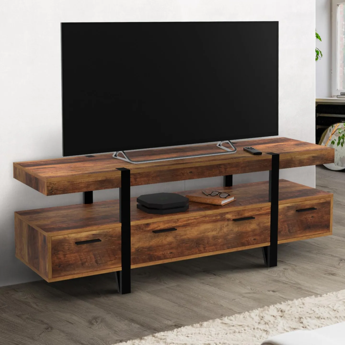 Meuble TV 140cm avec rangements*IDMarket Clearance