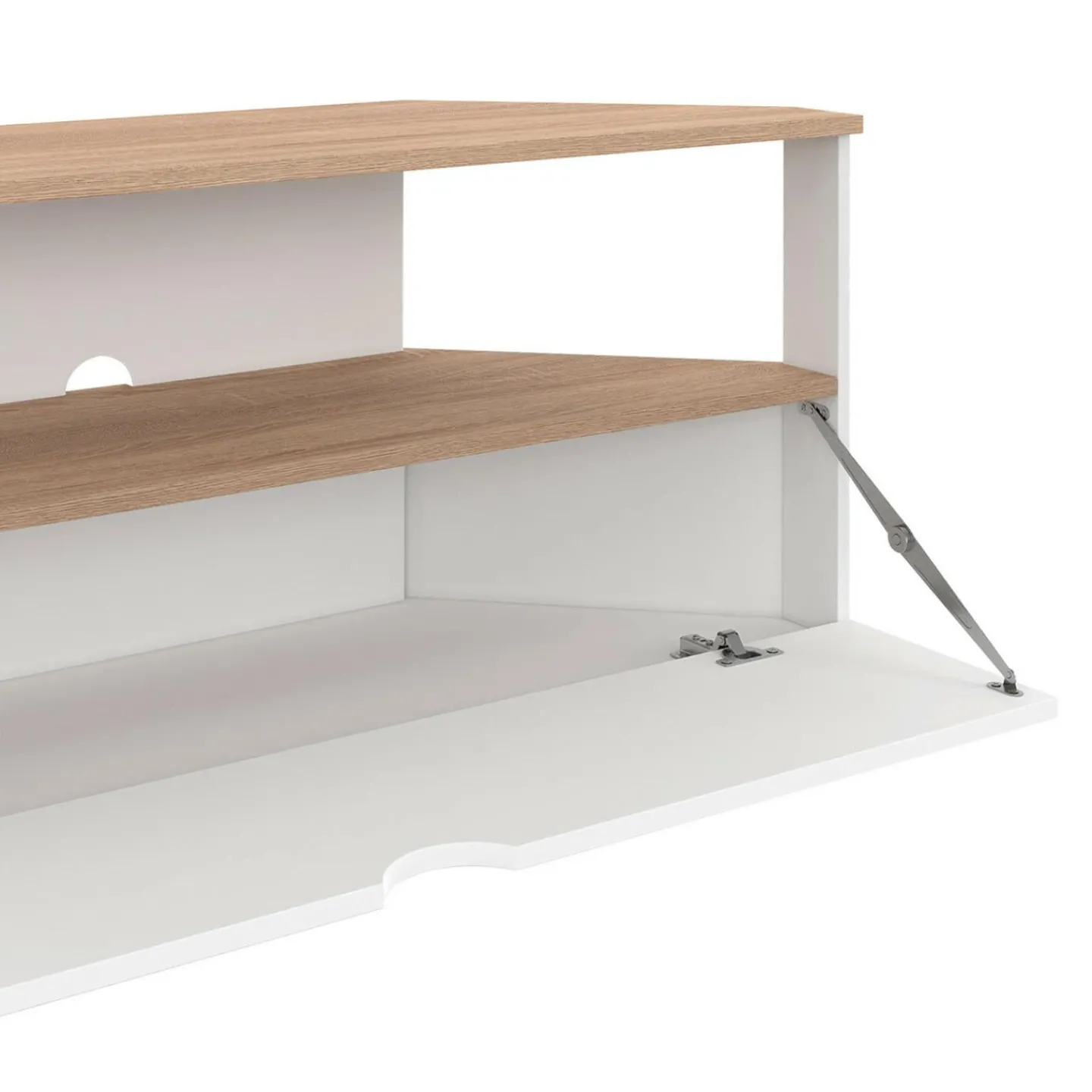 Meuble TV d'angle 100 cm en bois façon hêtre et blanc*IDMarket Hot