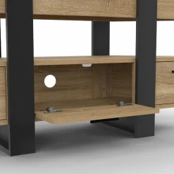 Meuble TV d'angle bois et noir*IDMarket