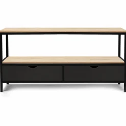 Meuble TV en bois et métal noir 2 tiroirs*IDMarket