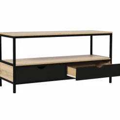 Meuble TV en bois et métal noir 2 tiroirs*IDMarket