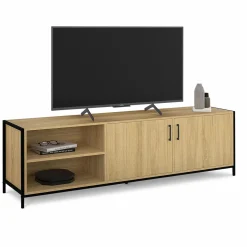 Meuble TV industriel 160 cm avec 2 portes*IDMarket Online