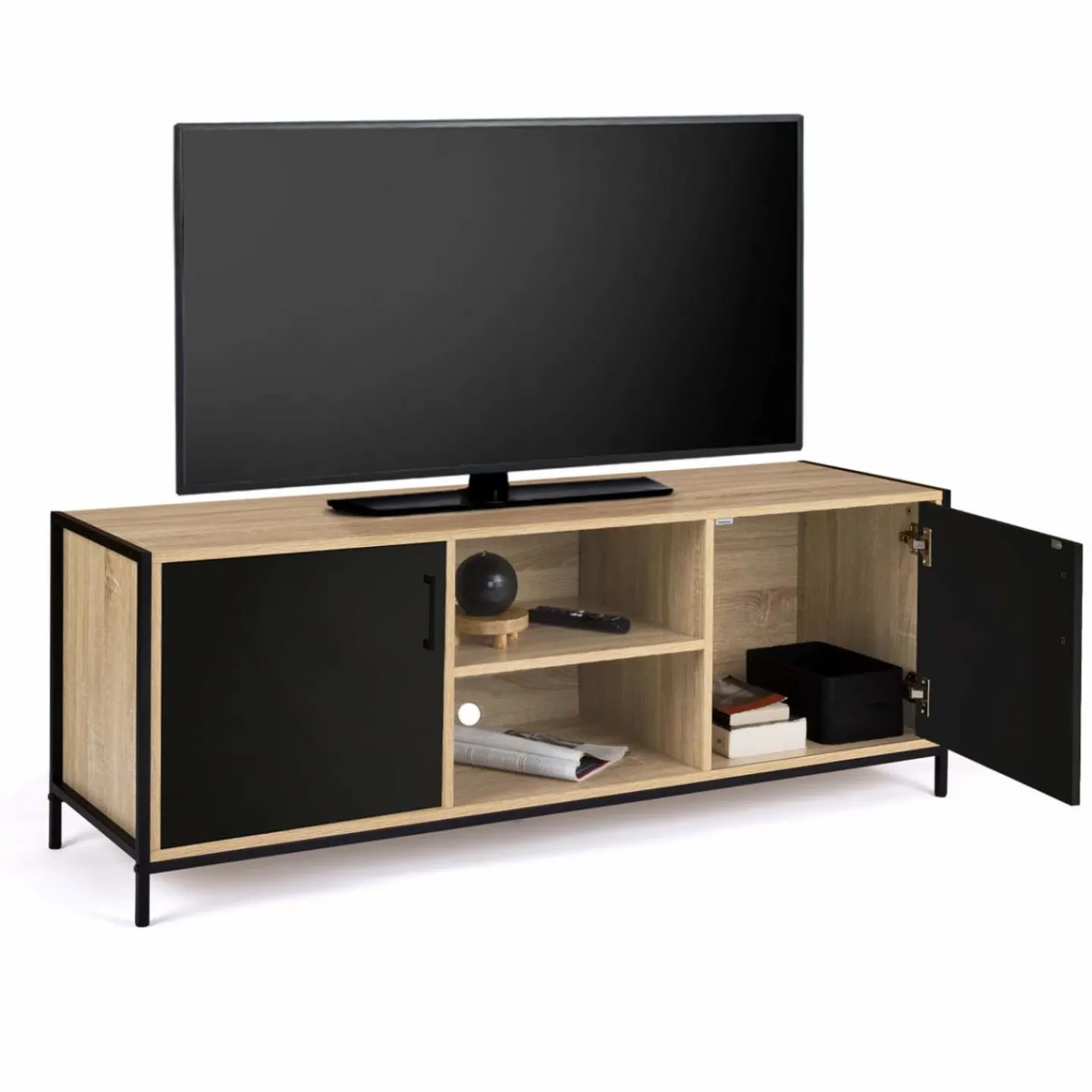 Meuble TV industriel métal et bois avec 2 portes*IDMarket Sale
