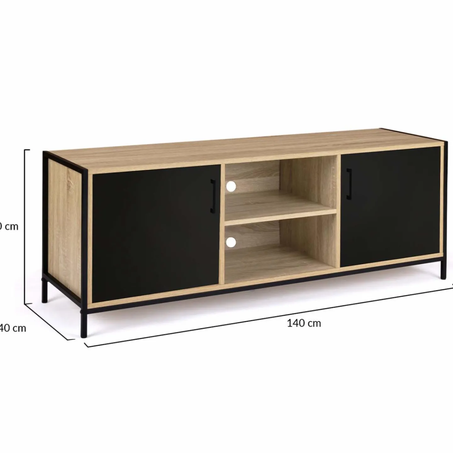 Meuble TV industriel métal et bois avec 2 portes*IDMarket Sale