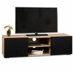 Meuble TV moderne noir et bois 113 cm*IDMarket New